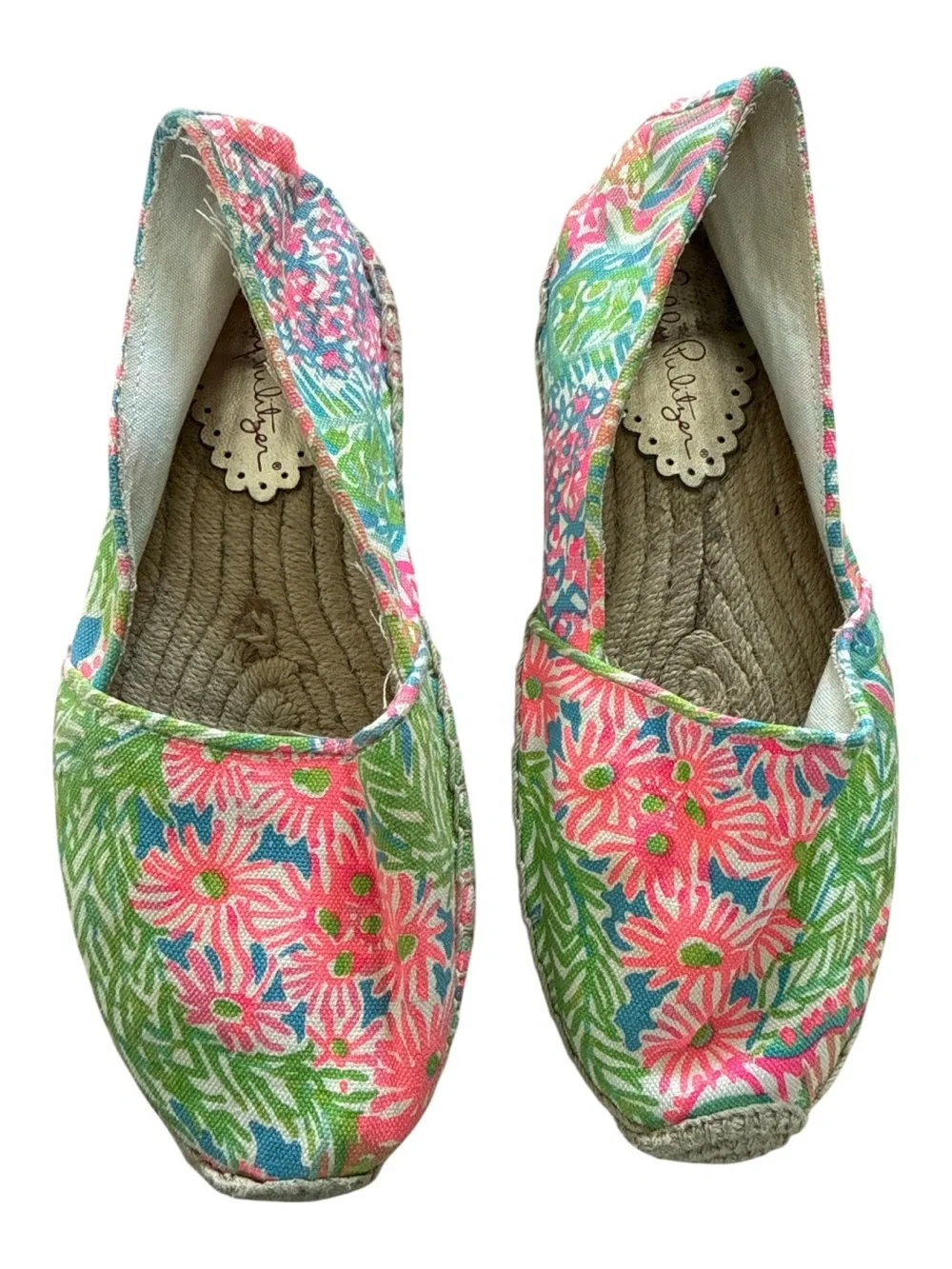 Lilly Pulitzer Lia Lovers Coral Espadrilles Sea Spray Blue Pink Green